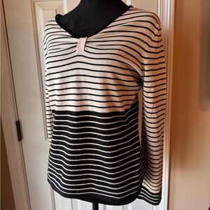 Anne Klein Striped Black and Cream  Sweater